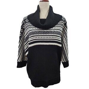Dressbarn Womens Black And White‎ Sweater Cowl Neck Size Medium